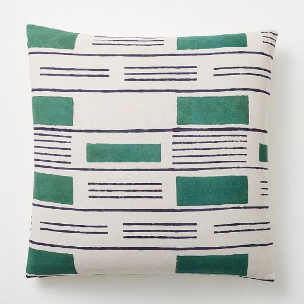 NWOT West Elm Minimal Lines Pillow Cover, Moss, 20"x20"